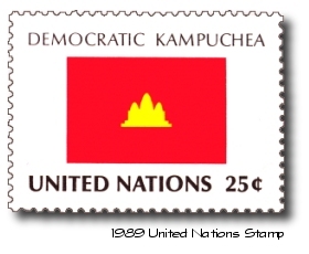 Democratic Kampuchea was the name for Cambodia under the Khmer Rouge--http://www.mekong.net/cambodia/khmer_rouge_flag.htm